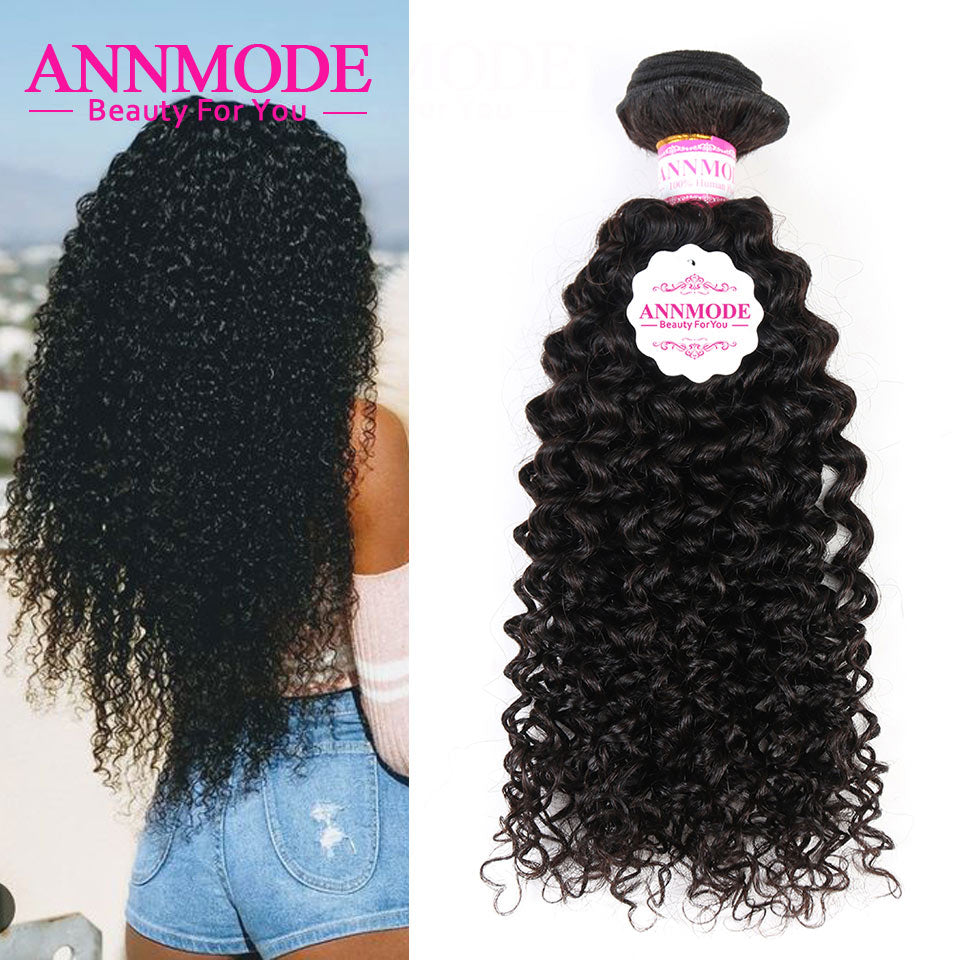 Annmode Afro Kinky Curly Hair 1/3/4 pc Natural Color 8-28inch Brazilian Hair Weave Bundles Non Remy Human Hair Free Shipping