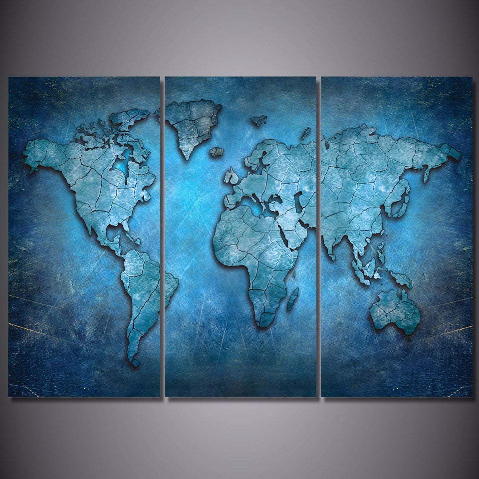 Printed Blue Abstract map Painting Canvas Print room decor print poster picture canvas Free shipping/ny-5715