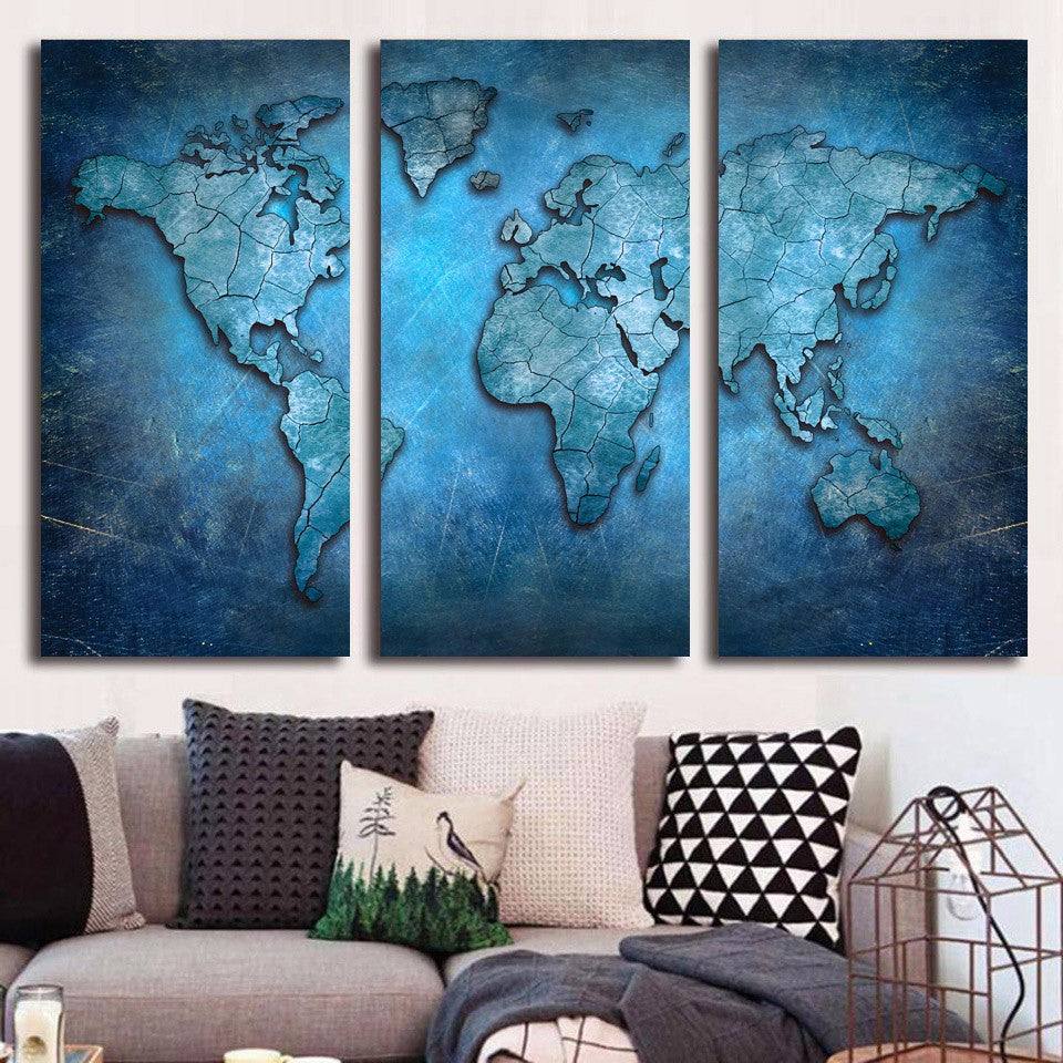 Printed Blue Abstract map Painting Canvas Print room decor print poster picture canvas Free shipping/ny-5715