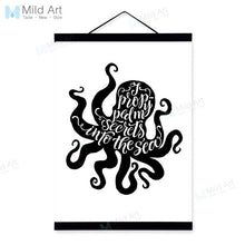 Load image into Gallery viewer, Typography Sea Ocean Animal Starfish Quotes Wooden Framed Poster And Print Nordic Scroll Wall Art Pictures Decor Canvas Painting
