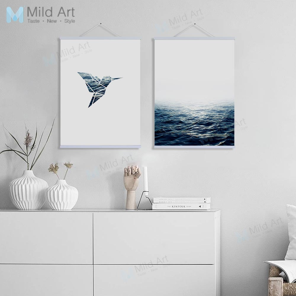 Modern Minimalist Abstract Sea Ocean Bird Poster Nordic Living Room Wall Art Picture Home Deco Canvas Painting No Frame