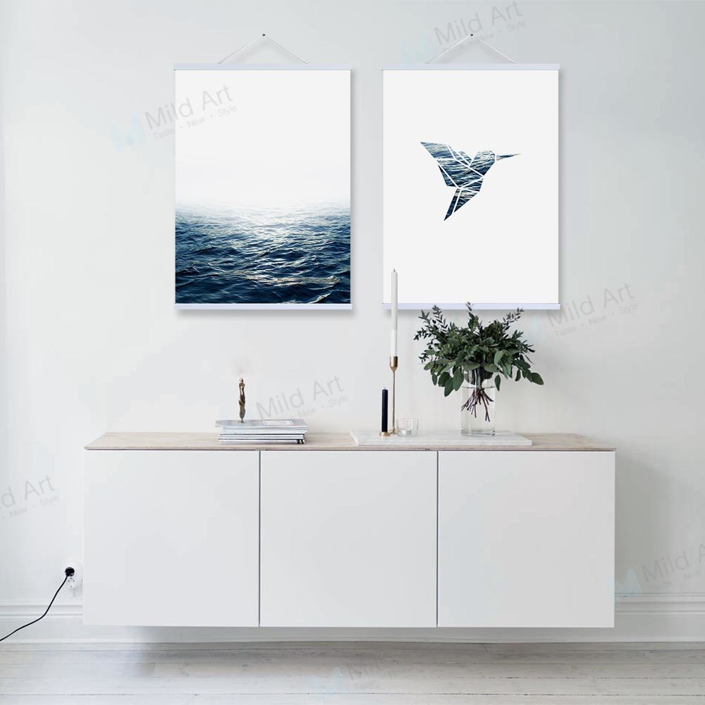 Modern Minimalist Abstract Sea Ocean Bird Poster Nordic Living Room Wall Art Picture Home Deco Canvas Painting No Frame