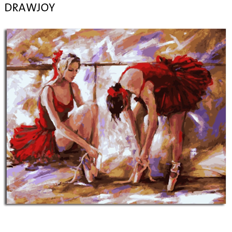 DRAWJOY Framed Ballet Girls DIY Painting By Numbers Wall Art For Living Room Canvas Oil Painting For Home Decor 40*50cm