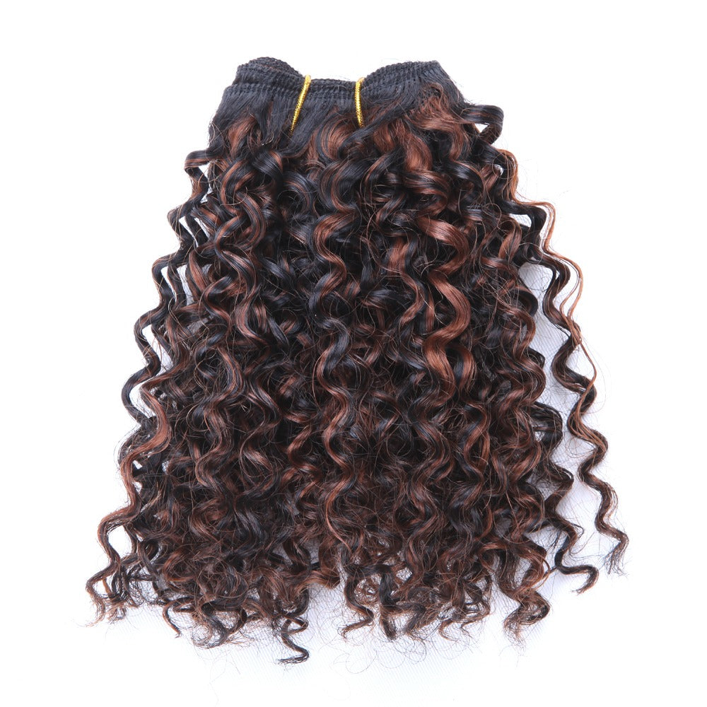 3 Bundles Bohemian Style Short Afro Kinky Curly Hair Wefts 8 Inches Ombre Blended Hair Weaves