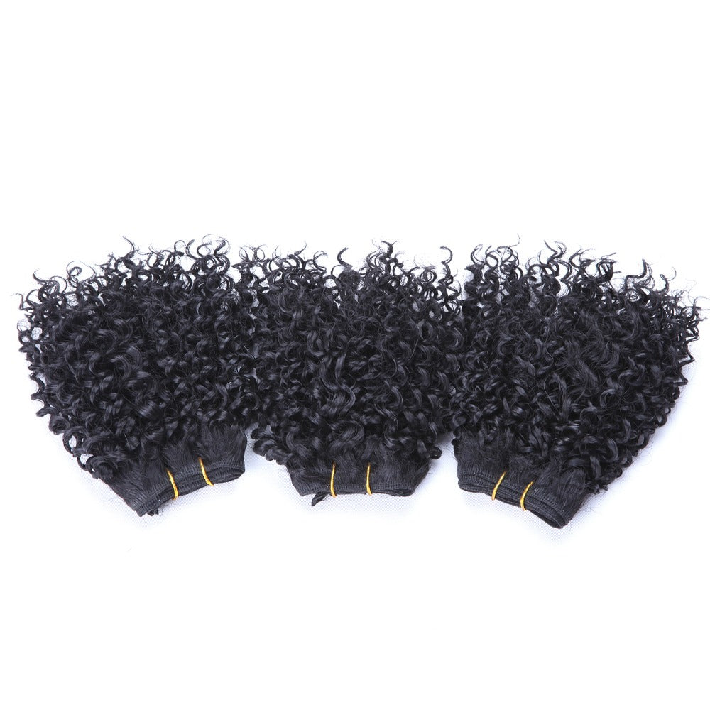 3 Bundles 8Inches Short Afro Kinky Curly Hair Extensions Blended Hair Weaves Ombre Hair Wefts