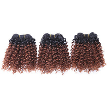 Load image into Gallery viewer, 3 Bundles 8Inches Short Afro Kinky Curly Hair Extensions Blended Hair Weaves Ombre Hair Wefts
