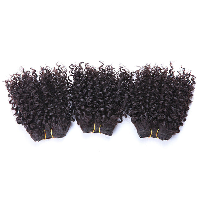 3 Bundles 8Inches Short Afro Kinky Curly Hair Extensions Blended Hair Weaves Ombre Hair Wefts
