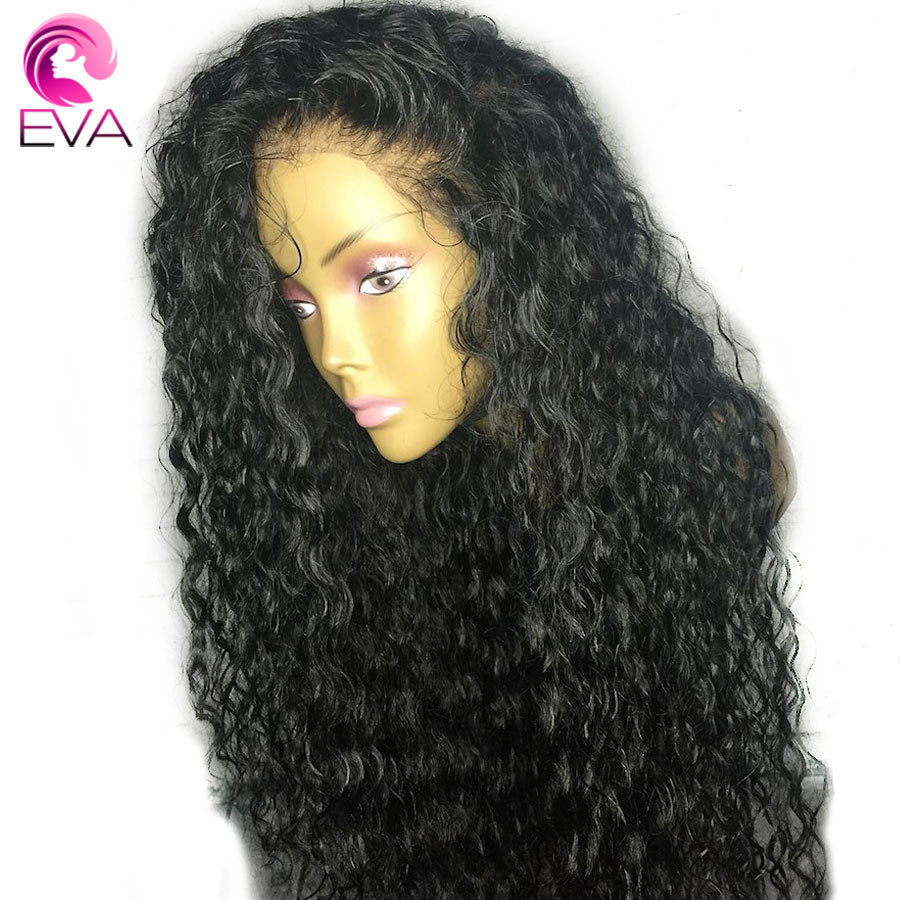 Glueless Curly Lace Front Human Hair Wigs Pre Plucked For Women Natural Black Brazilian Remy Lace Front Wigs With Baby Hair Eva