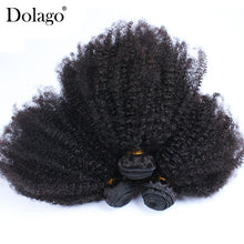 Load image into Gallery viewer, Mongolian Afro Kinky Curly Hair Weave 4B 4C 100% Natural Virgin Human Hair Bundles Extension Dolago Hair Products
