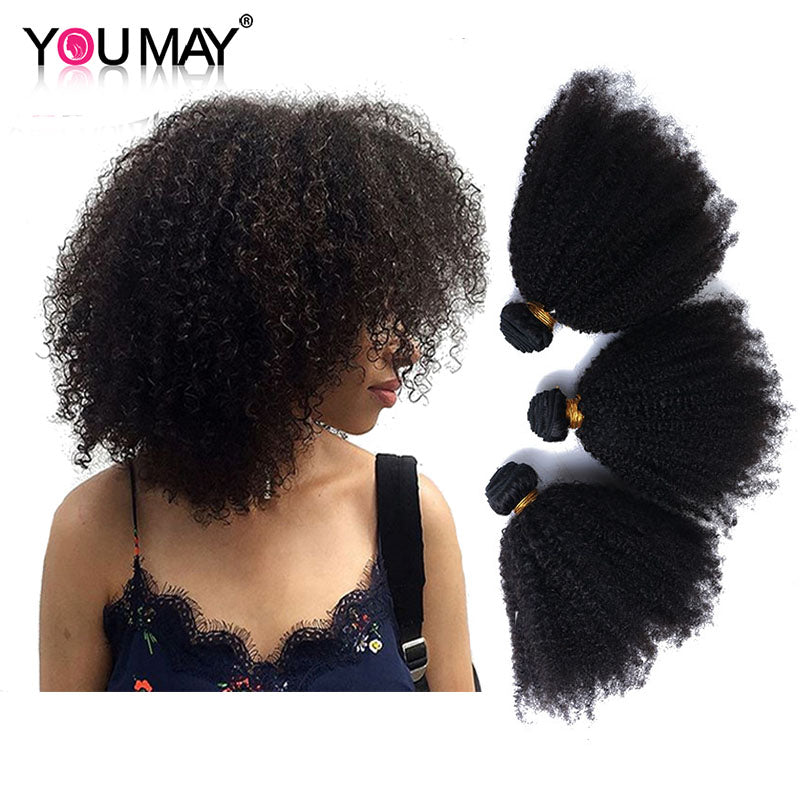 Mongolian Afro Kinky Curly Hair Extension Weave Human Hair Bundles 4B 4C Remy Hair 1 Or 3pcs Natural Color You May