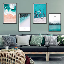 Load image into Gallery viewer, Blue Ocean Snow Mountain Canvas Painting Seascape Wall Art Posters and Prints Nordic

