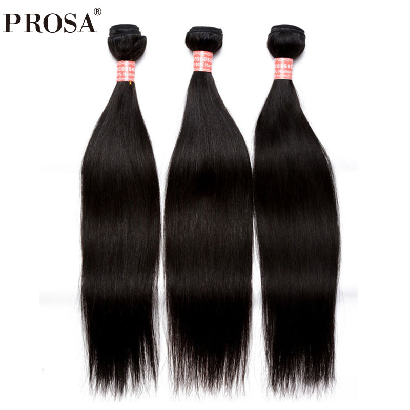 Brazilian Virgin Hair Extension 3Pcs Straight Wave Human Hair Weave Bundles Natural Color Hair Products Prosa