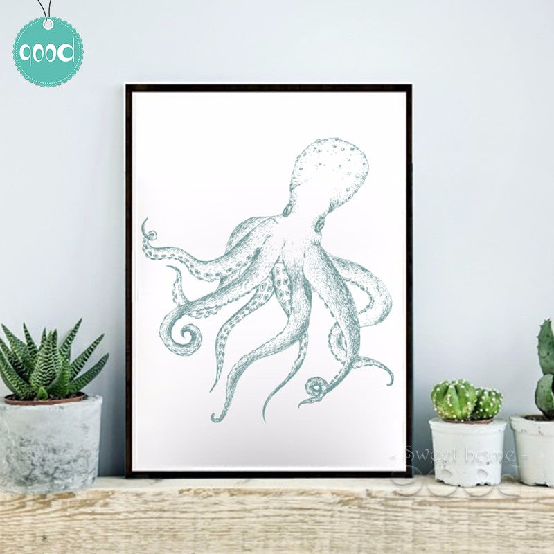 Octopus Canvas Art Print Poster, Sea Life Wall Pictures for Home Decoration, Wall decor CM008