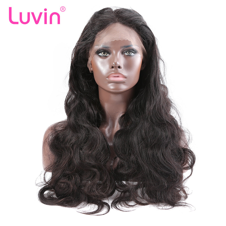Luvin 250 Density Lace Front Human Hair Wigs For Women 360 lace frontal wig pre plucked with baby hair Brazilian Remy Body Wave