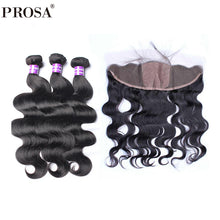 Load image into Gallery viewer, Silk Base Lace Frontal Closure With Bundles Body Wave  Brazilian Human Hair Weave Bundles Prosa Hair Products Remy
