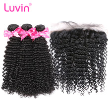 Load image into Gallery viewer, Luvin Brazilian Hair Weave Deep Wave Bundles Human Hair Extension 3 4 Bundles With Frontal Closure Remy Hair Curly Hair Bundles
