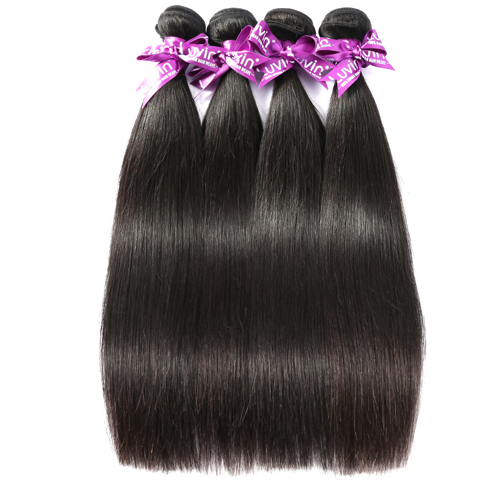 Luvin Malaysian Hair Weave Bundles Straight Hair Human Hair 3 4 Bundles With Closure Bleached Knots Remy Hair Extension