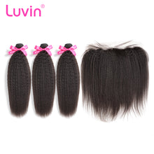 Load image into Gallery viewer, Luvin Brazilian Human Hair Bundles With Lace Frontal Closure Pre-Plucked Bleached Total 4Pcs/Lot Remy Hair Product Shipping Free
