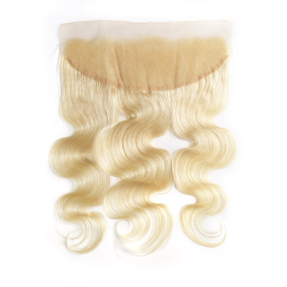 Luvin 613 Blonde Body Wave Brazilian Hair Weave Human Hair Bundles With Closure 3 Bundles Remy Hair and 1PC Lace Frontal Closure