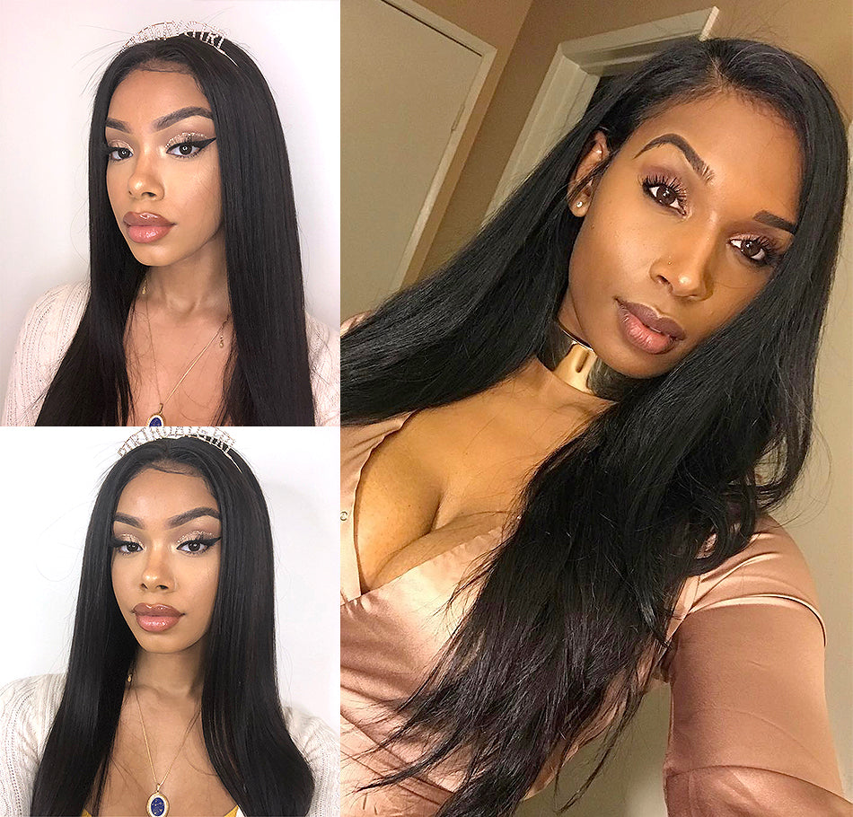 Luvin Peruvian Virgin Straight Hair 4 Bundles With Closure 100% Unprocessed Human Hair Weave Bundles With Lace Top Closure