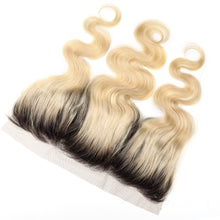 Load image into Gallery viewer, Luvin Ombre Blonde T#1B/613 Body Wave Brazilian Hair Weave Bundles With Frontal 3 Bundles Remy Hair and 1PC Lace Frontal Closure
