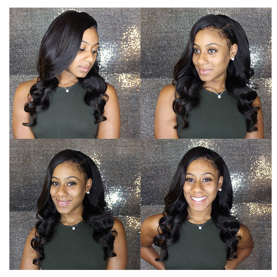 Luvin Brazilian Human Hair 3 Bundles With Lace Frontal Closure Loose Wave Free Part 100% Remy Hair Extensions