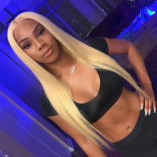 Load image into Gallery viewer, Luvin 613 Blonde Straight Brazilian Human Hair Bundles with Closure 3 Bundles Remy Hair Weft And 1 Piece 4X4 Lace Closure
