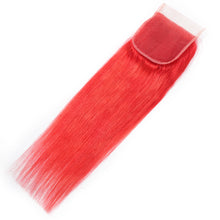 Load image into Gallery viewer, Luvin Pink Red Straight Brazilian Hair Weave Human Hair Bundles With Closure 3 Bundles Remy Hair and 1PC Lace Frontal Closure
