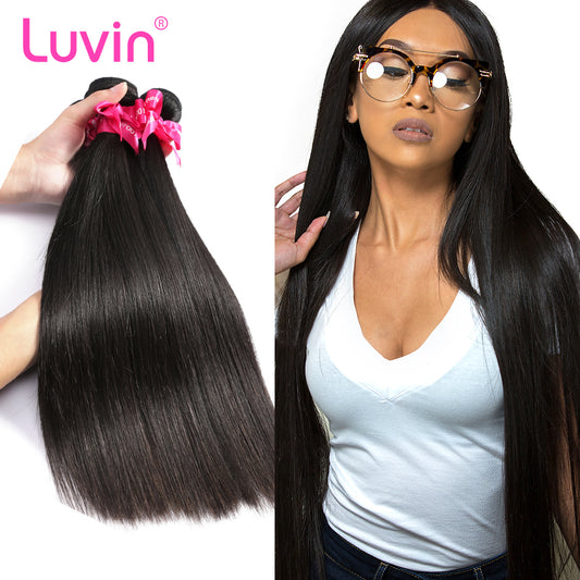 Luvin Peruvian Virgin Hair Bundles Straight Human Hair Weave 100% Unprocessed Hair Extensions 30 inch Natrual Color 1 3 Bundles