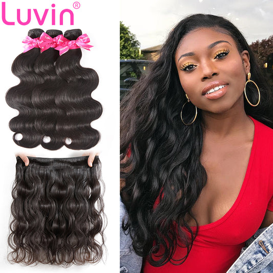 Luvin Body Wave Brazilian Virgin Hair 3 Pcs/Lots 100% Unprocessed Human Hair Bundles Weaves