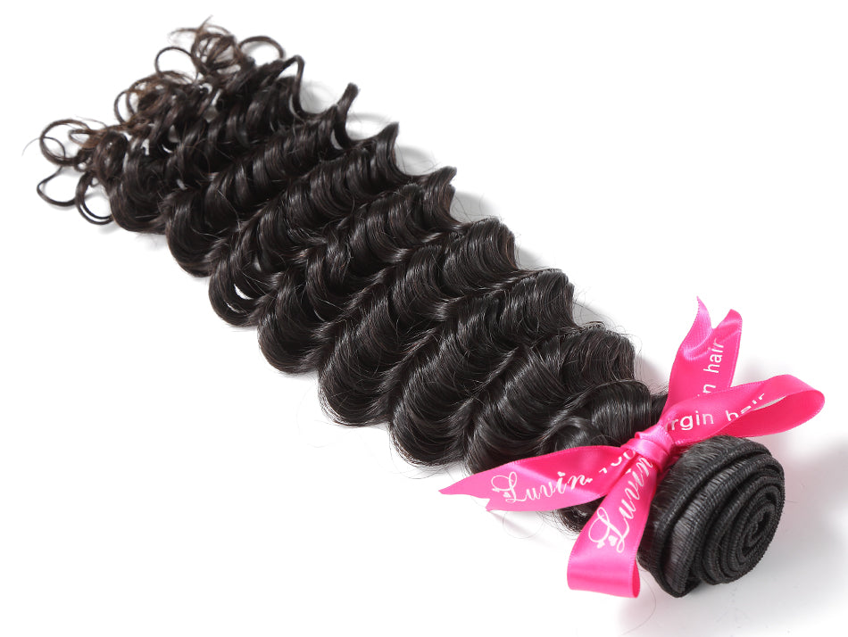Luvin Peruvian Deep Wave Virgin Hair Extension 100% Human Hair Weave 30 inch Bundles Unprocessed Hair Weft 1 3 Bundles Curly