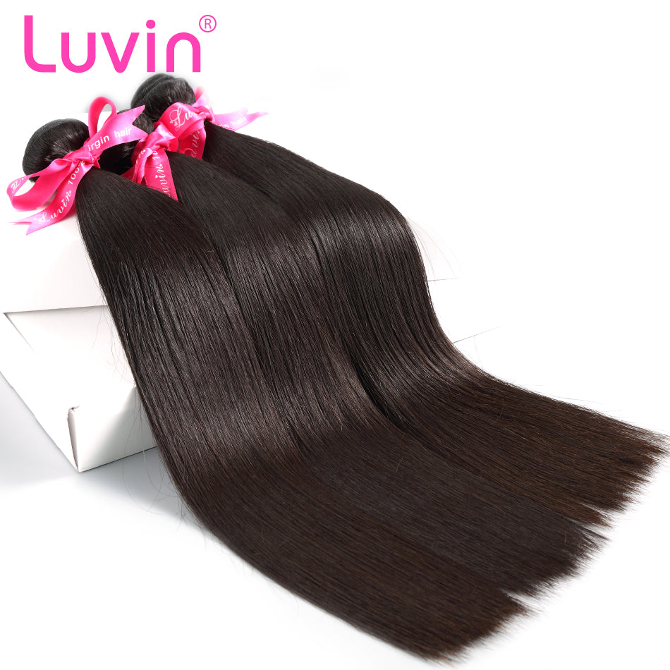 Luvin Peruvian Virgin Hair Straight 3 Bundles Lots 100% Human Hair Weave Bundles Natural Color Hair Extension Soft Hair