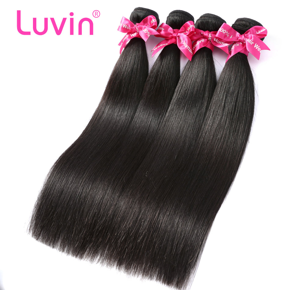 Luvin Brazilian Virgin Hair Straight Weave 4 Pcs/Lots 100% Natural Color Human Hair Bundles Weaves Soft Hair No Shedding