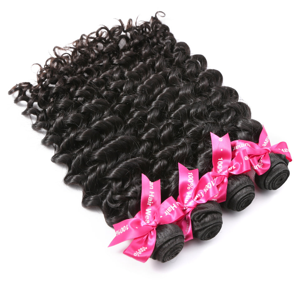 Luvin Malaysian Virgin Hair Deep Wave 4 Pcs/Lots 100% Human Hair Weave Bundles No Shedding No Tangle Soft Hair