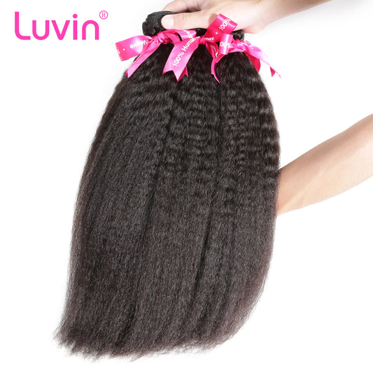 Luvin Brazilian Virgin Hair Kinky Straight 3 Pcs/Lot 100% Unprocessed Human Hair Bundles Weaves