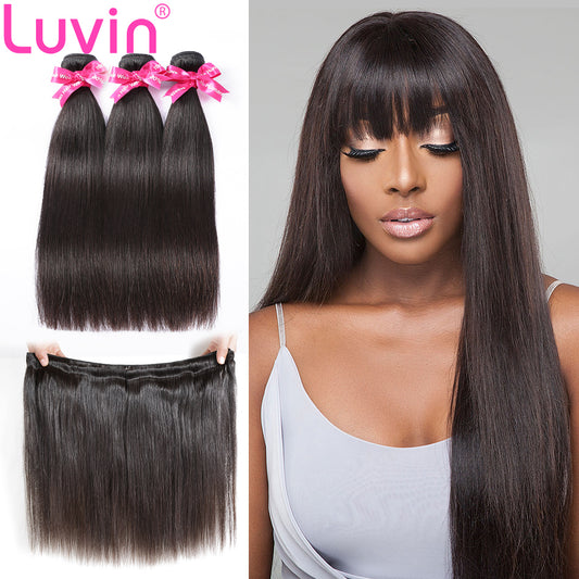 Luvin Brazilian Hair Weave Bundles Virgin Hair Straight 3 Pcs/Lot 100% Unprocessed Human Hair Extension 30 Inch Bundles Weaves