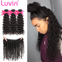 Load image into Gallery viewer, Luvin Brazilian Hair Weave Bundles Virgin Hair Deep Wave 3 Pcs/Lots 100% Unprocessed Raw Hair Extension Curly Hair
