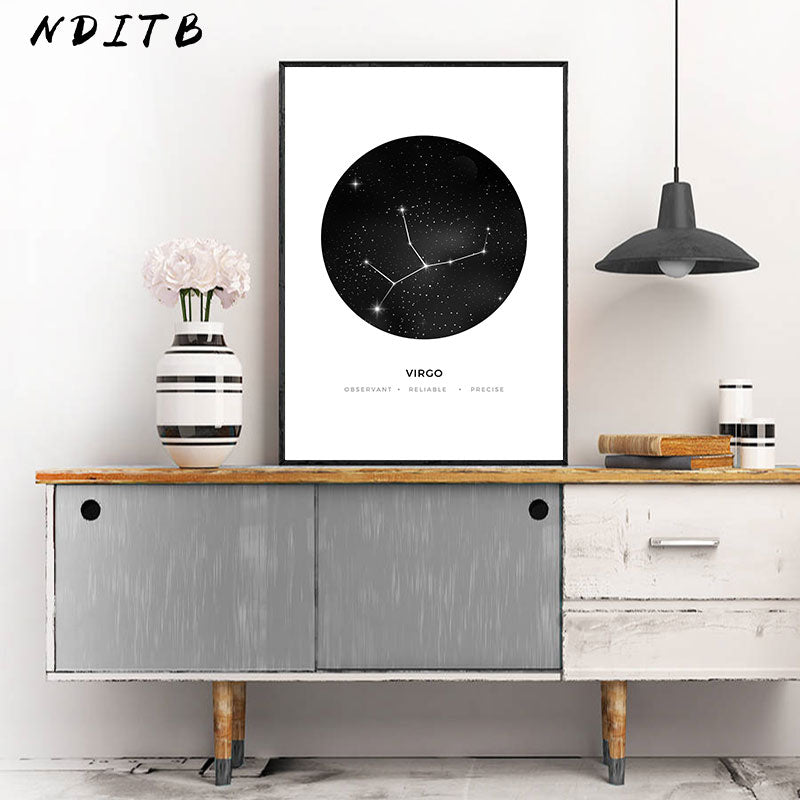 Nursery Wall Art Canvas Poster Prints Astrology Sign Minimalist Geometric Painting Nordic