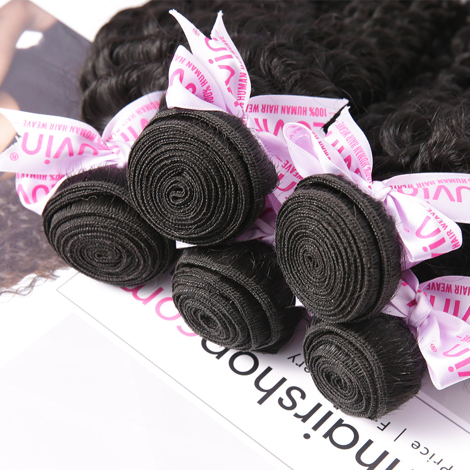 Luvin Brazilian Curly Remy Hair 4 Bundles 100% Unprocessed Human Hair Weave Extensions Shipping Free