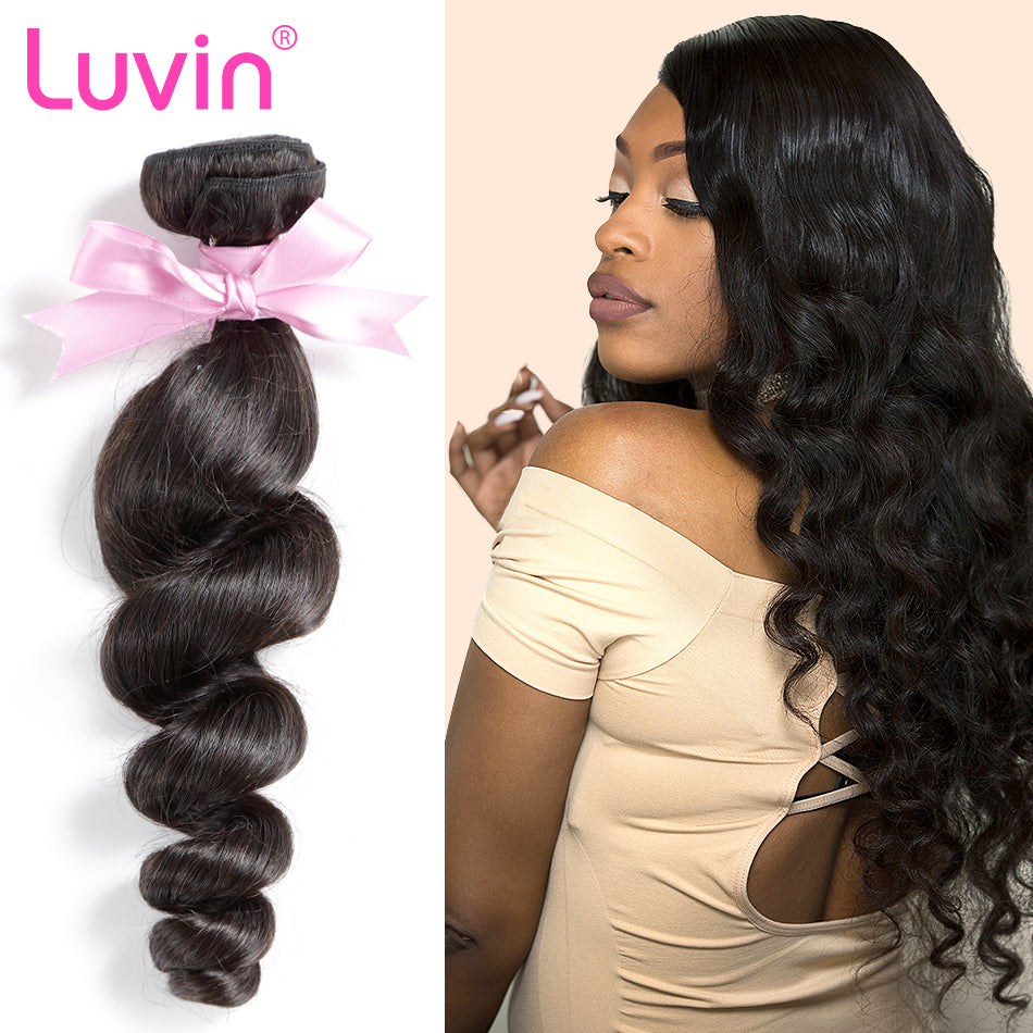 Luvin Brazilian Hair Loose Wave Remy Hair Weft 100% Human Hair Weave Bundles Natural Color 30 inch Bundles Free Shipping