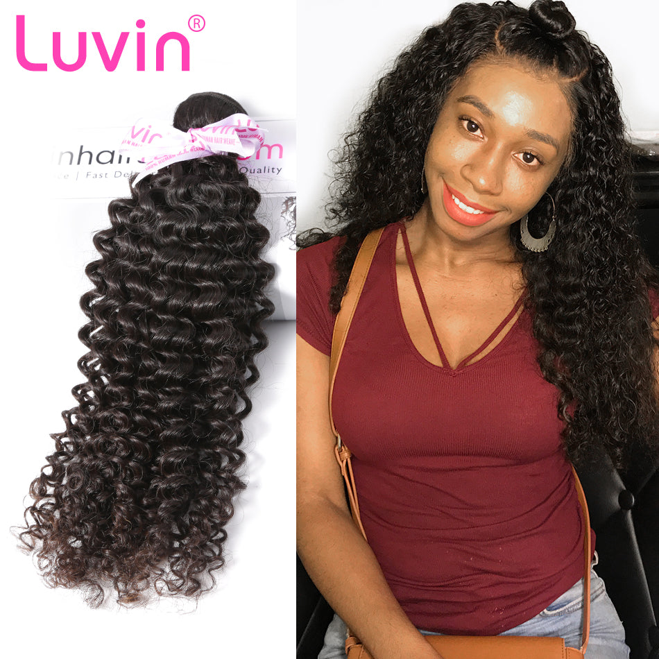 Luvin Mongolian Kinky Curly Hair 100% Remy Human Hair Weave Bundles Natural Color 8"-28" Free Shipping
