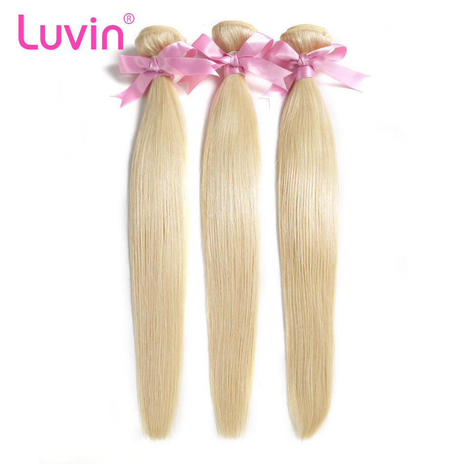 Luvin Brazilian Straight 613 Blonde Hair 3 Bundles Deal 100% Remy Human Hair Weaves Soft Hair No Shedding Shipping Free