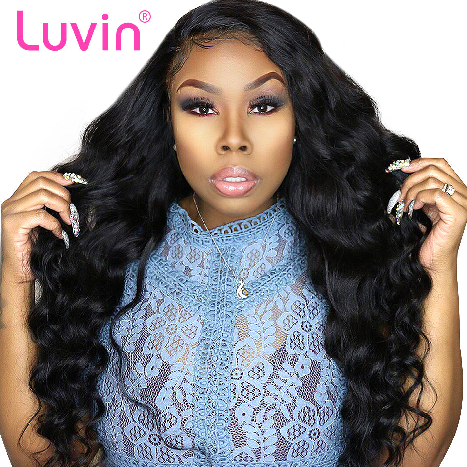 Luvin Brazilian Human Hair Lace Frontal Closure Body Wave 13*6 Bleached Knots Baby Hair Pre Pluched 100% Remy Hair Shipping Free