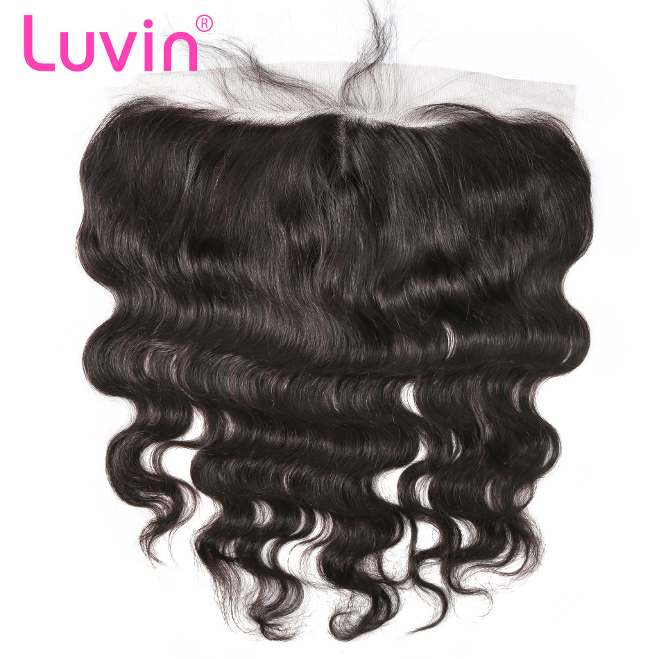 Luvin Brazilian Human Hair Lace Frontal Closure Body Wave 13*6 Bleached Knots Baby Hair Pre Pluched 100% Remy Hair Shipping Free