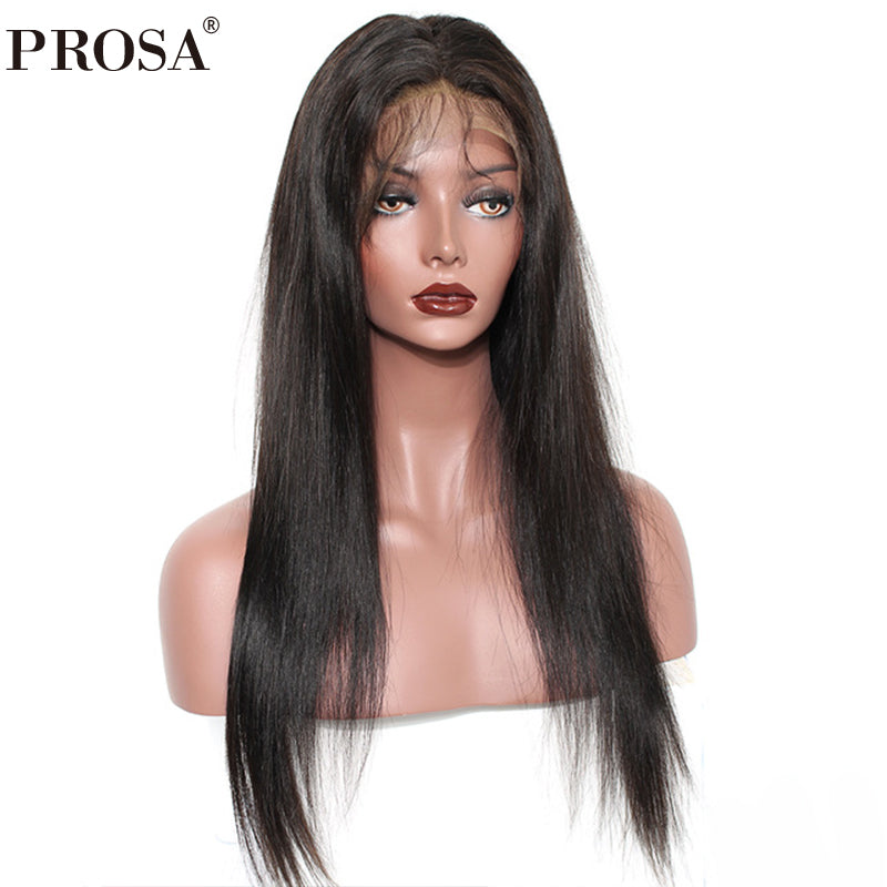 Straight 360 Lace Frontal Wig Pre Plucked With Baby Hair 150% Density Brazilian Full Ends Lace Front Human Hair Wigs Prosa Remy