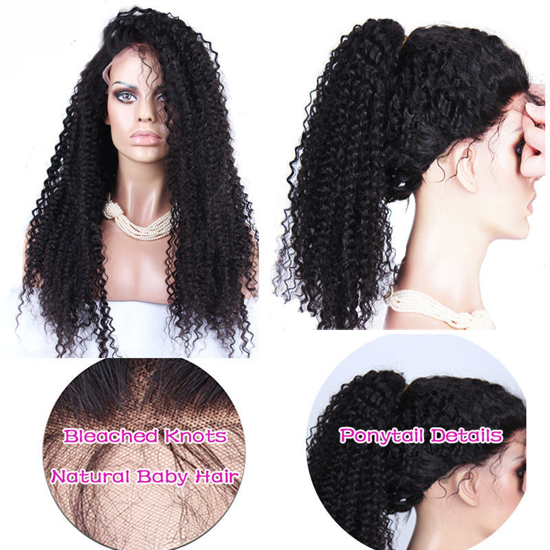 Kinky Curly 360 Lace Frontal Wig Pre Plucked With Baby Hair 180% Density Brazilian Lace Front Human Hair Wigs Prosa Remy