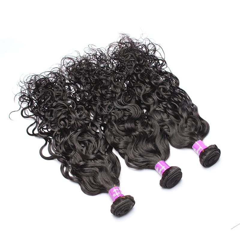 Brazilian Virgin Hair With Silk Base Closure Water Wave Bundles With Closure 4Pcs Bleached Knots Prosa Products