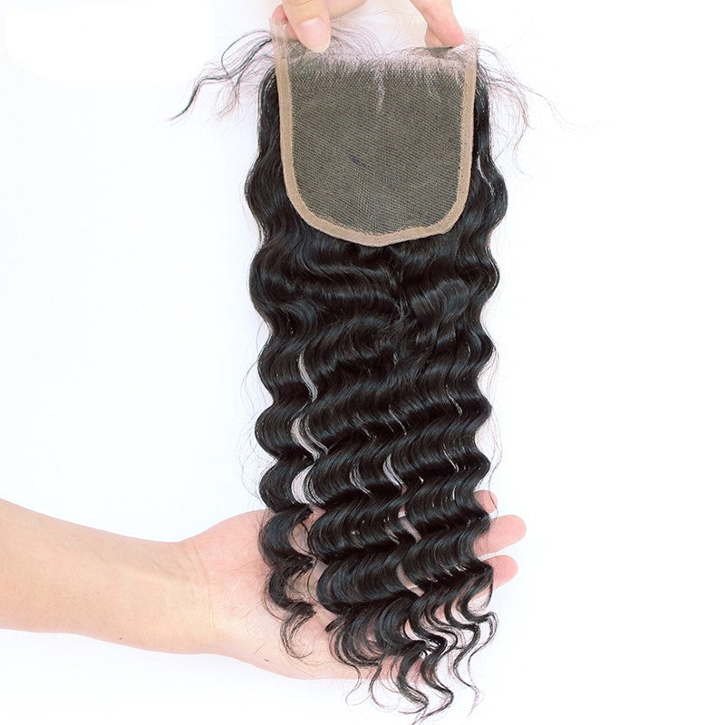 3 Deep Wave Bundles With Closure 4X4 Brazilian Hair Weave Bundles Deal Remy Nature Color Prosa Hair Products 4 pcs