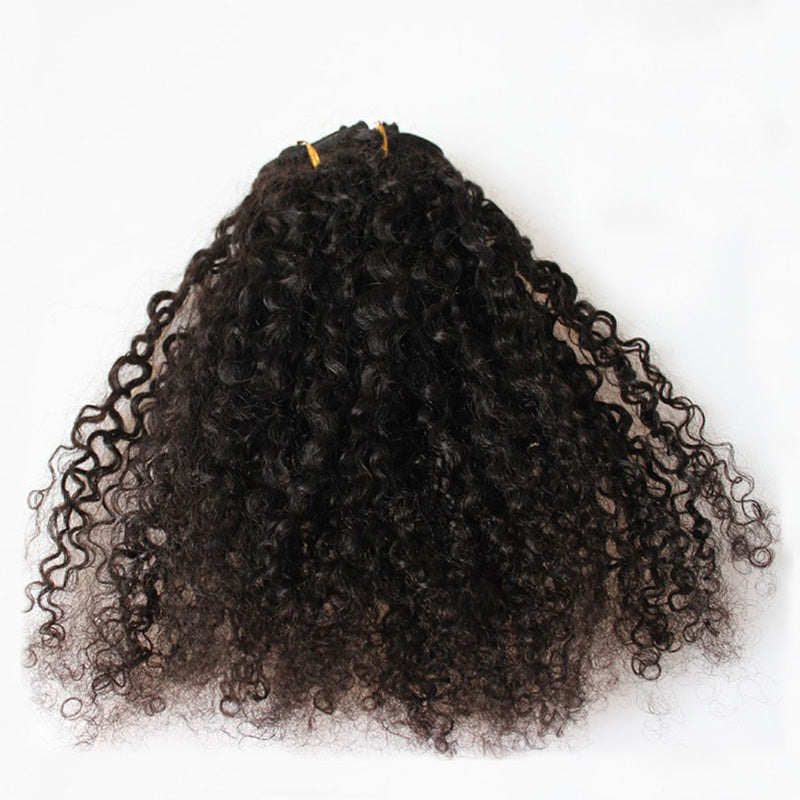 3B 3C Kinky Curly Clip In Human Hair Extensions Mongolian Prosa Nautral Color Clip-in Full Head 7 Pcs Remy Hair 120G