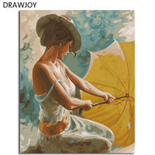 Load image into Gallery viewer, DRAWJOY Framed DIY Painting By Numbers Of Beauty Lady Oil Painting Home Decor For Living Room Coloring By Numbers On Canvas
